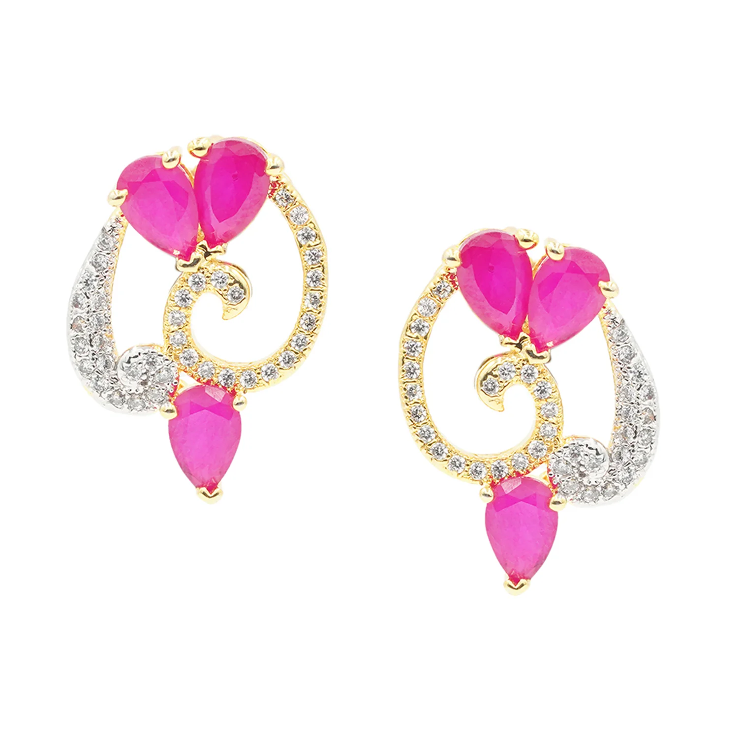 Gold Plated Red CZ Pendant Set - Image 4