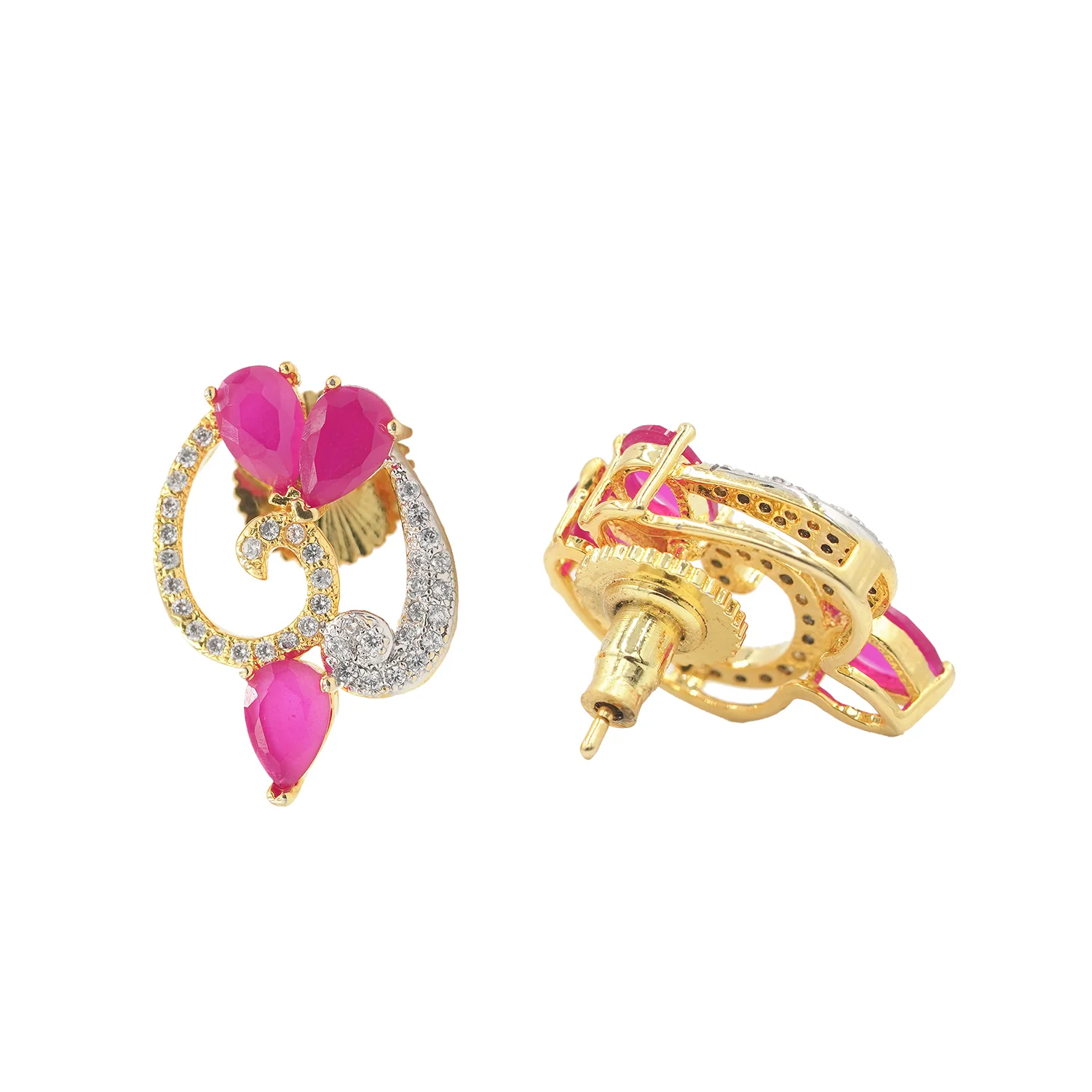 Gold Plated Red CZ Pendant Set - Image 5