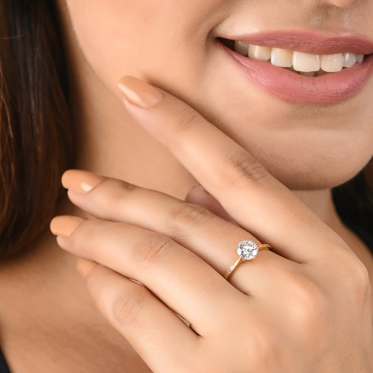 Gold Plated Round Cut Cubic Zirconia Adorned Ring - Image 2
