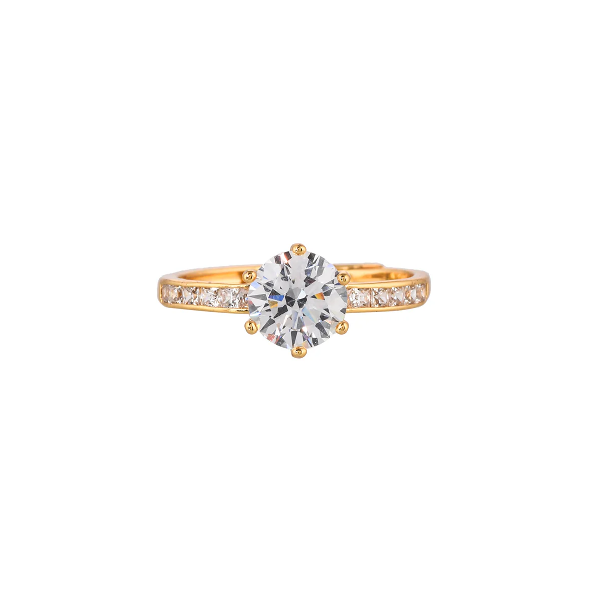 Gold Plated Round Cut Zircon Ring - Image 3