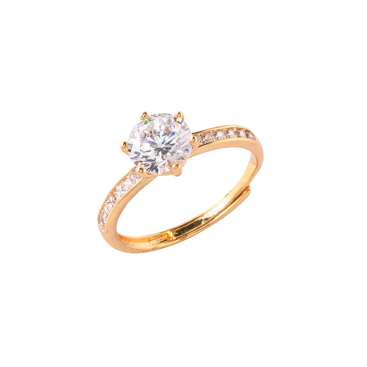 Gold Plated Round Cut Zircon Ring - Image 4