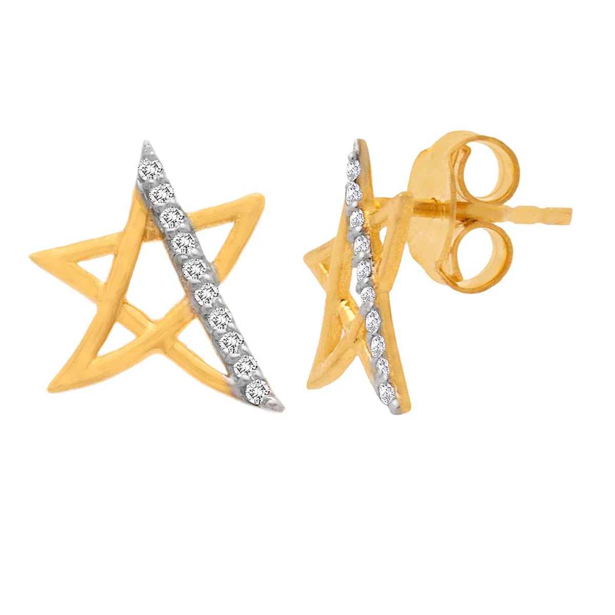 Gold Plated Star-Shape Ear Studs Made With Swarovski Zirconia - Image 2