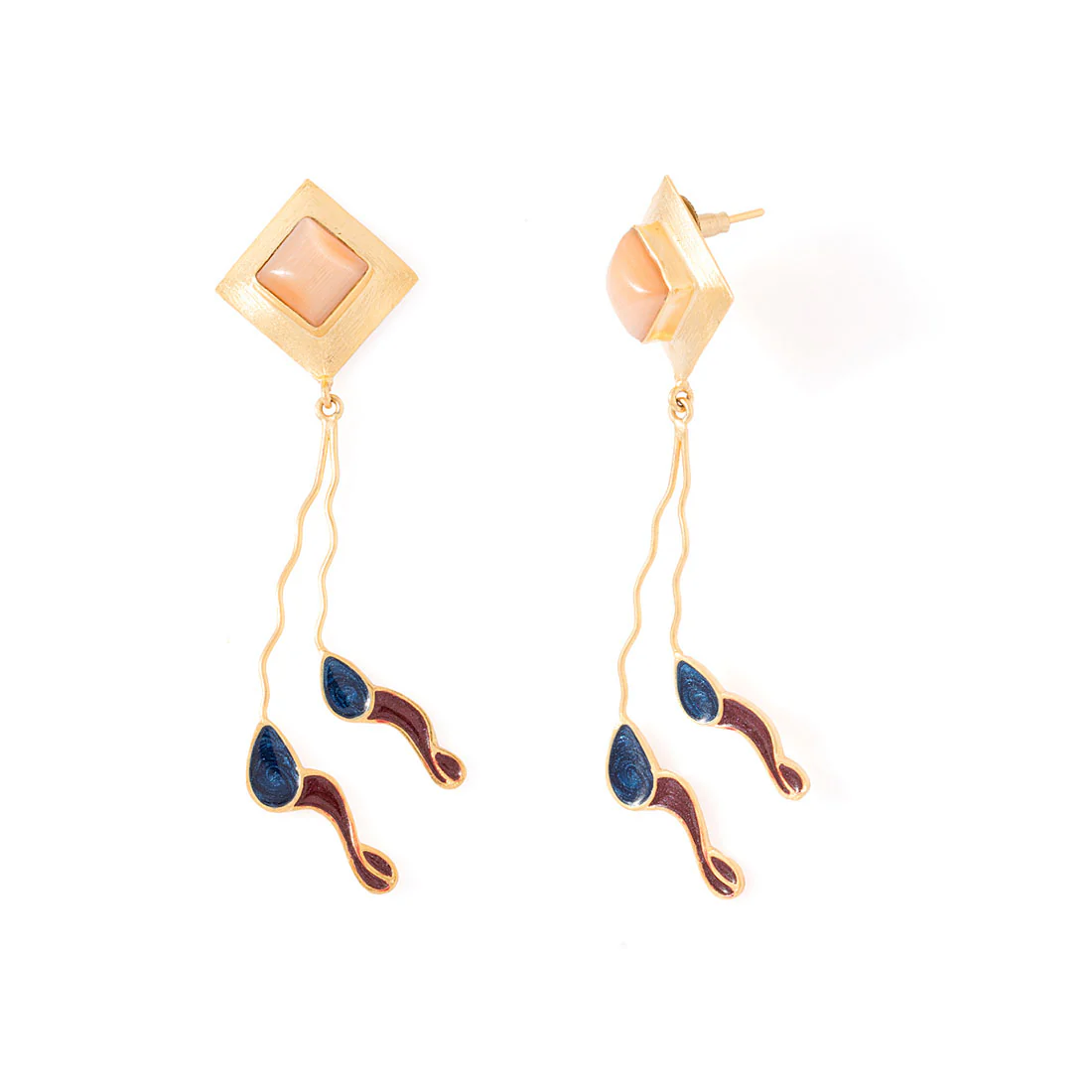 Gold Tone Danglers With Beautiful Enamel Work - Image 2