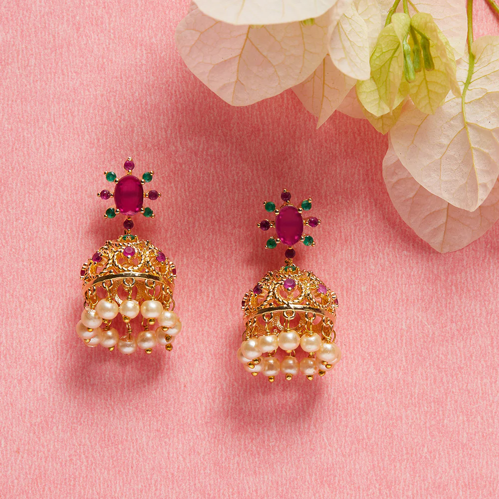 Gold Tone Jhumki Earrings