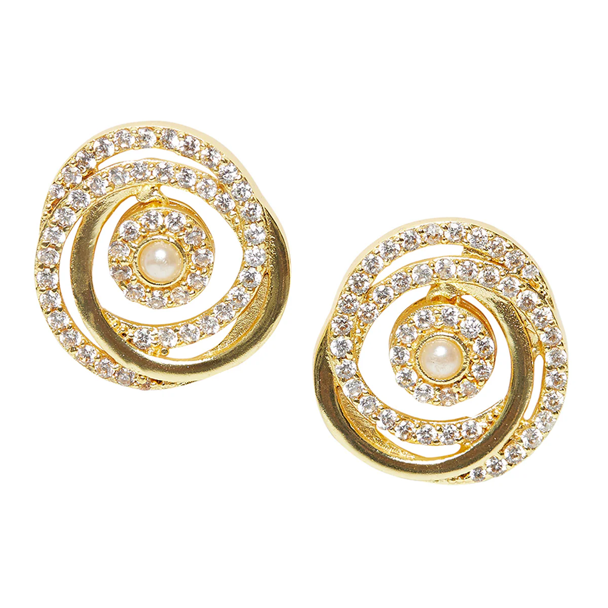 Gold Tone Pearly White Earrings - Image 3