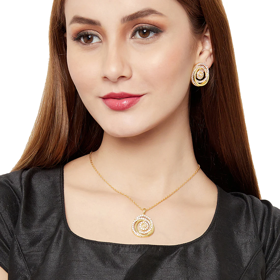 Gold Tone Spiral Design Pendant Set - Image 2
