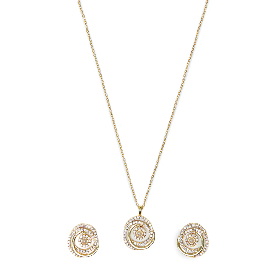Gold Tone Spiral Design Pendant Set - Image 4