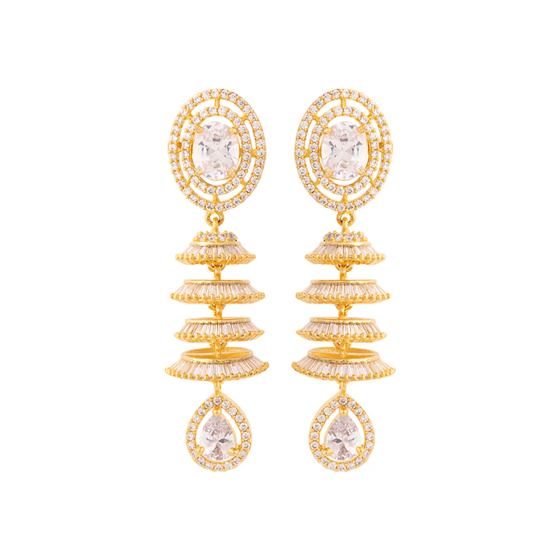Gold Toned Brass Drop Earrings - Image 3