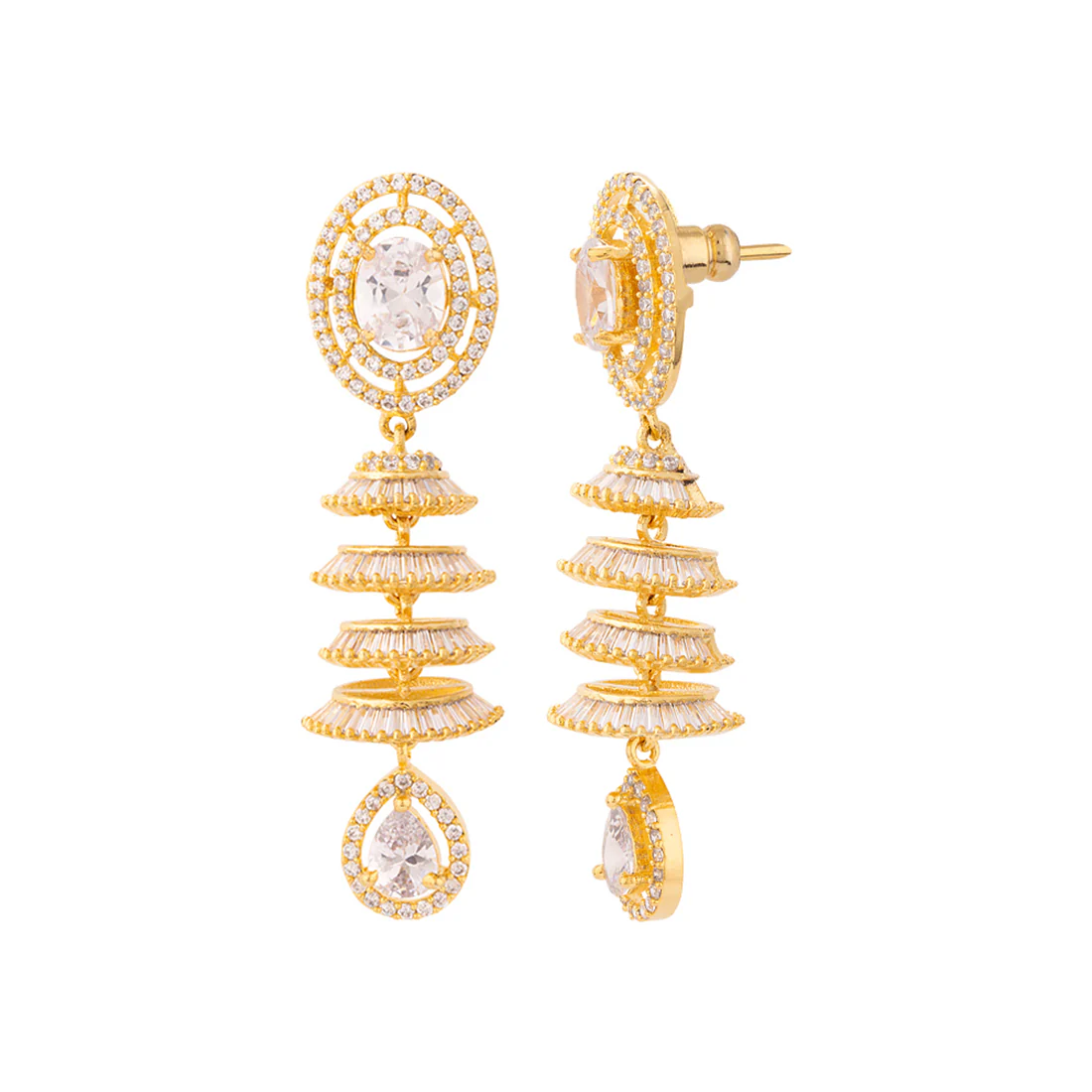Gold Toned Brass Drop Earrings - Image 4