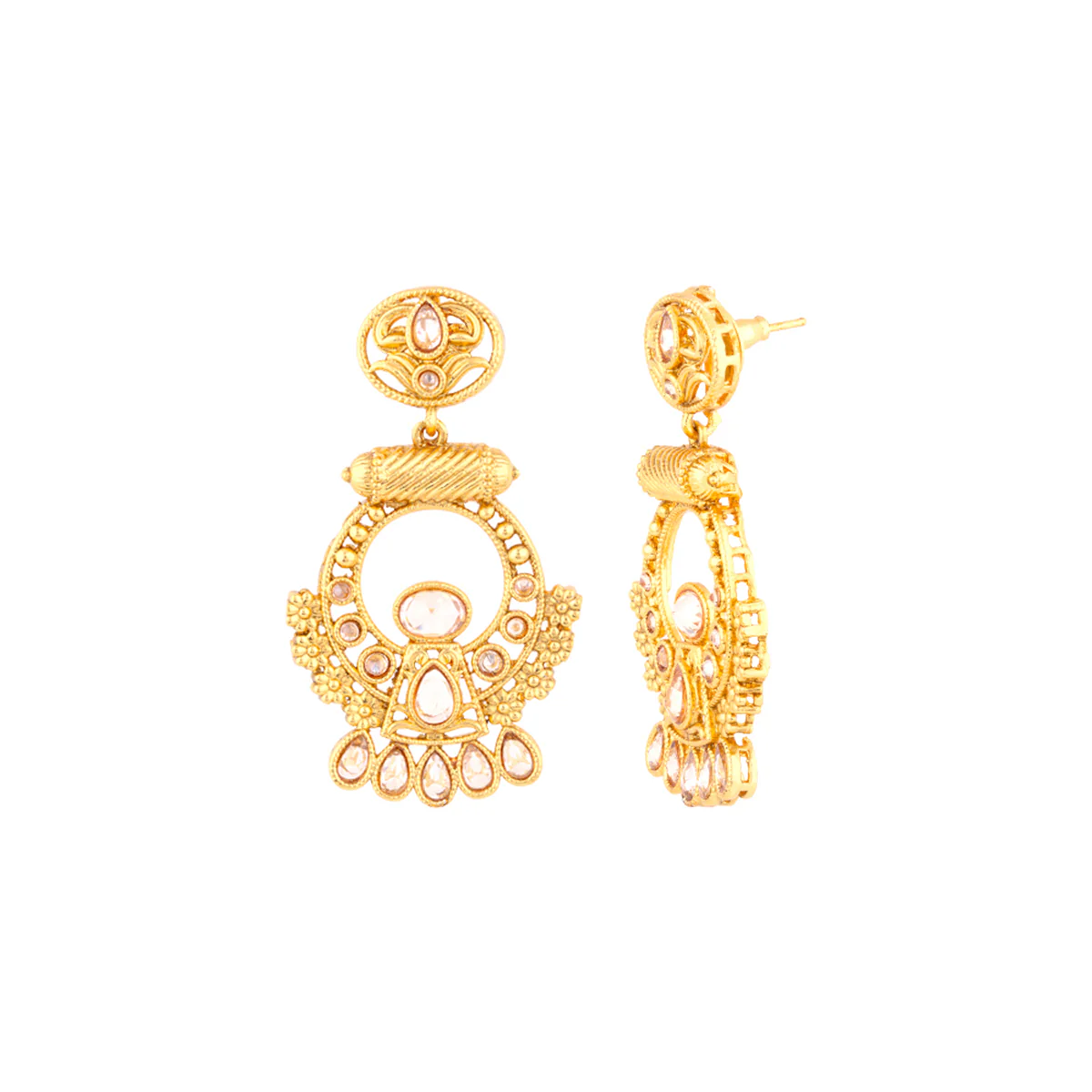 Gold Toned Chandbali Earrings - Image 4