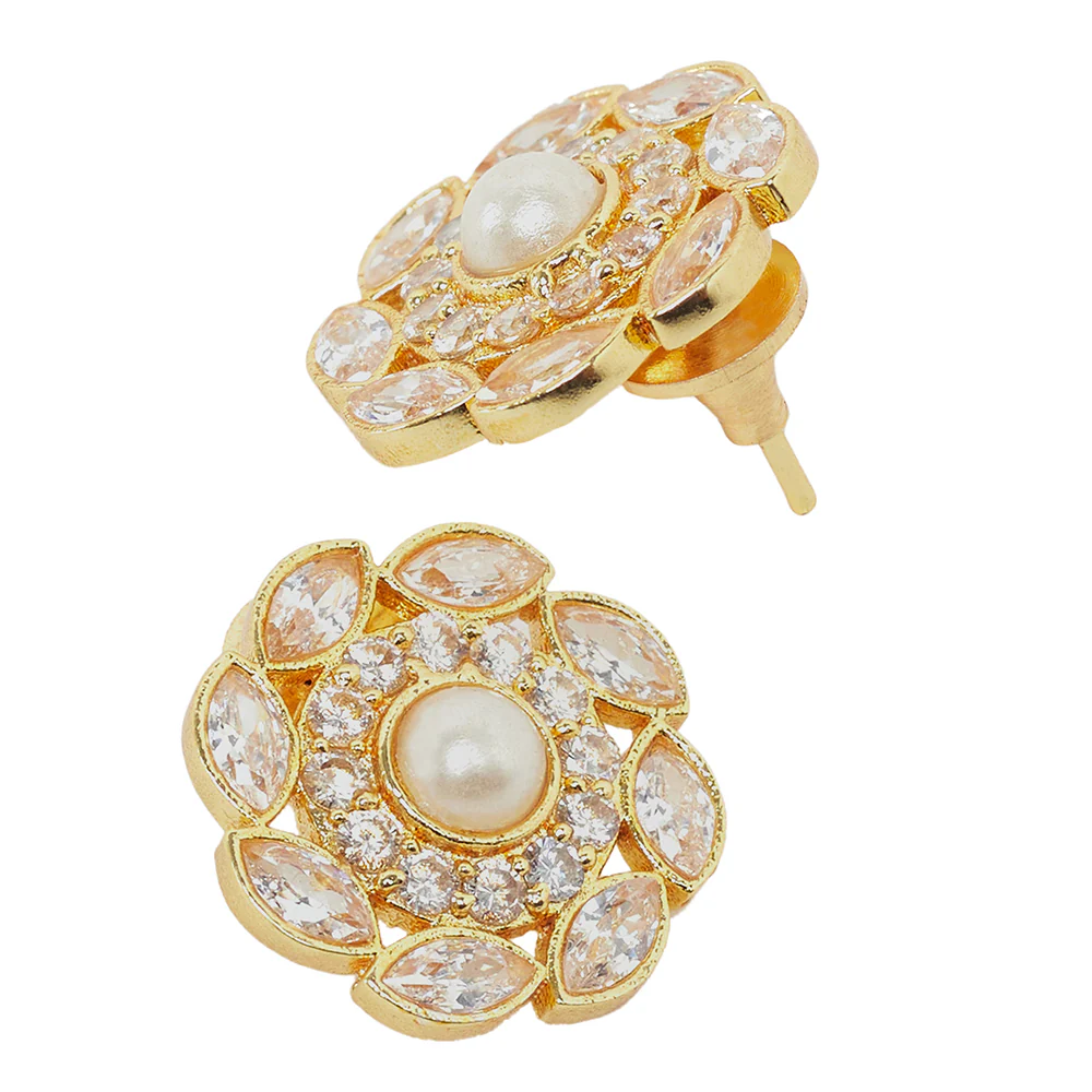 Gold Toned CZ Embellished Necklace Set - Image 5