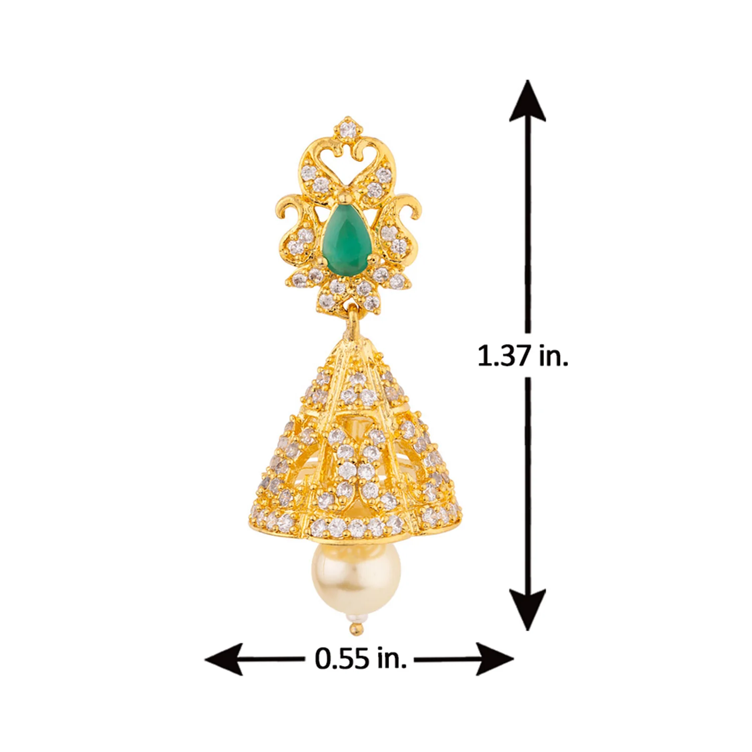 Gold Toned Ethnic Jhumka Earrings - Image 5