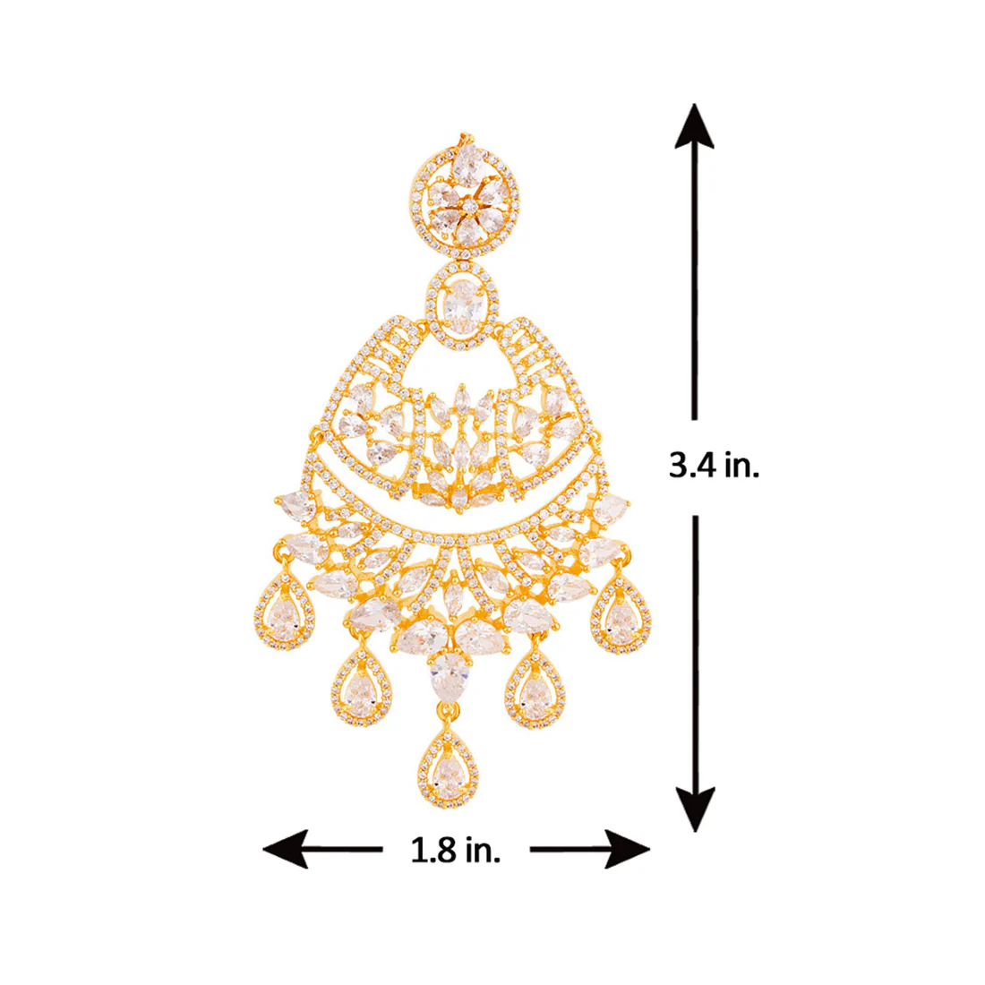 Gold Toned Heavily Embellished Earrings - Image 5