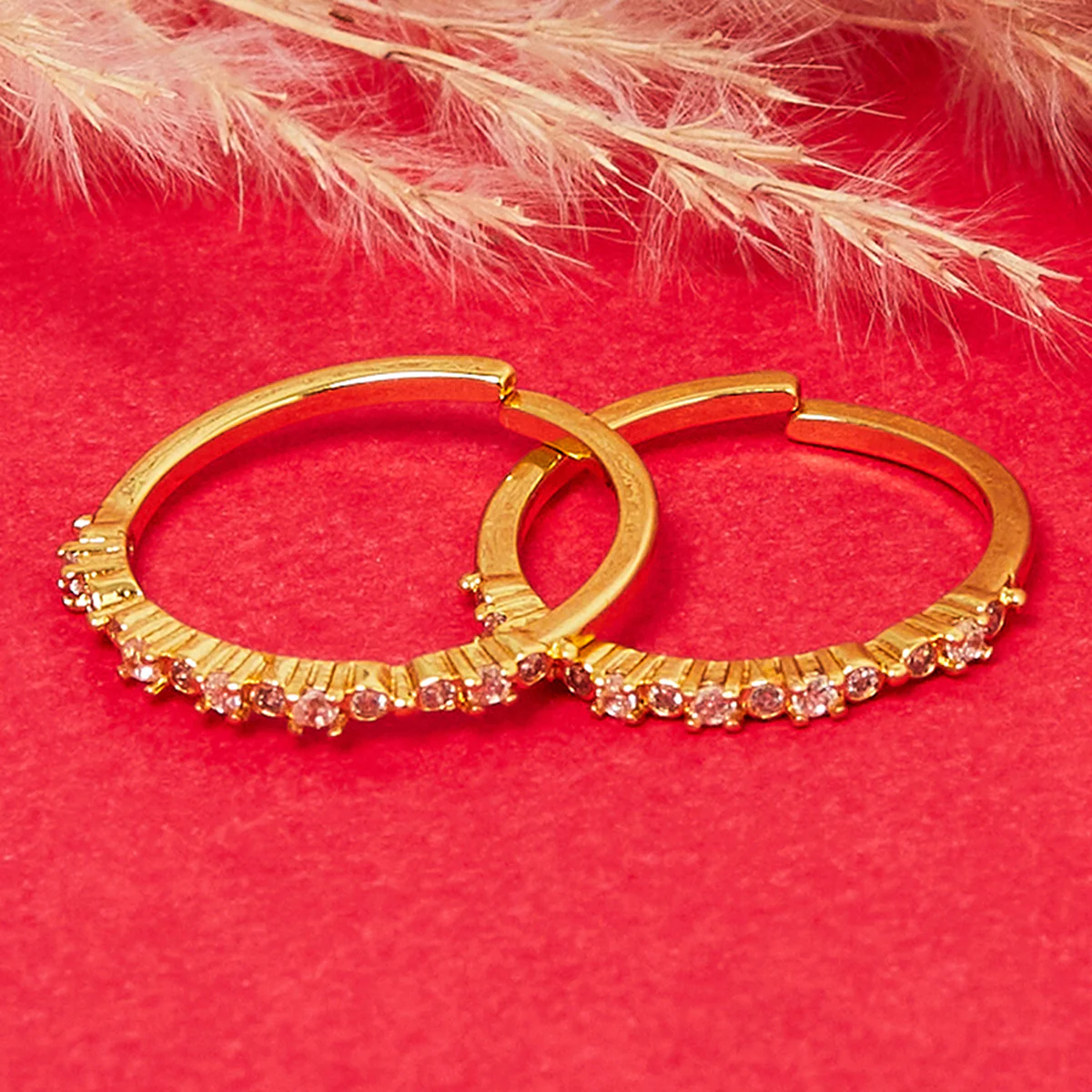 Gold Toned Toe Rings With CZ Glittering