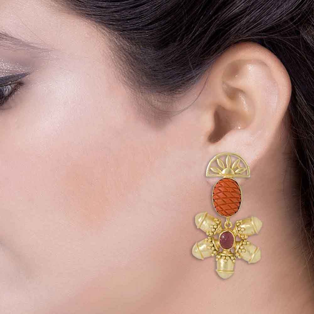Golden Dangler Earrings For Women - Image 2