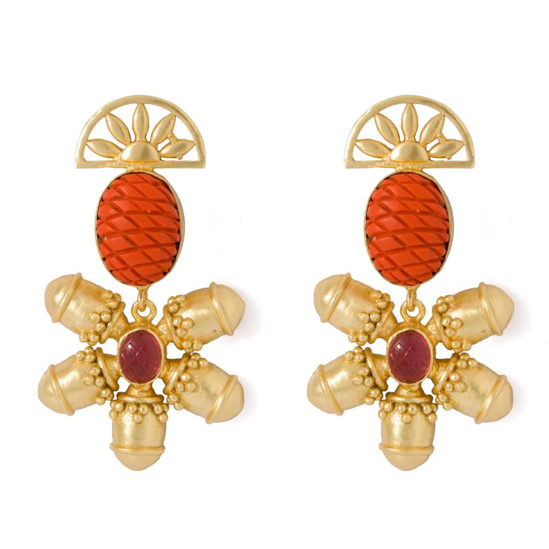 Golden Dangler Earrings For Women - Image 3
