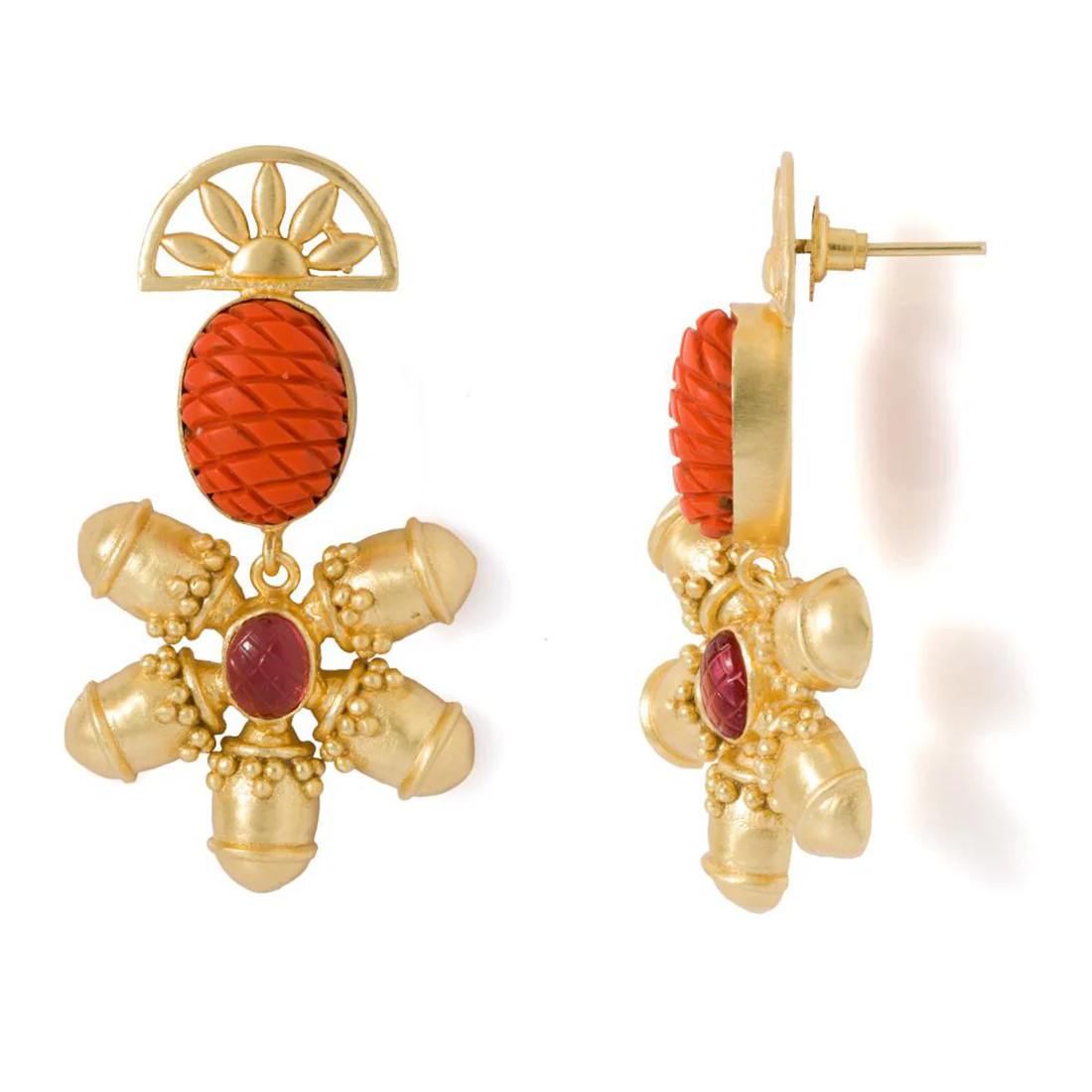 Golden Dangler Earrings For Women - Image 4