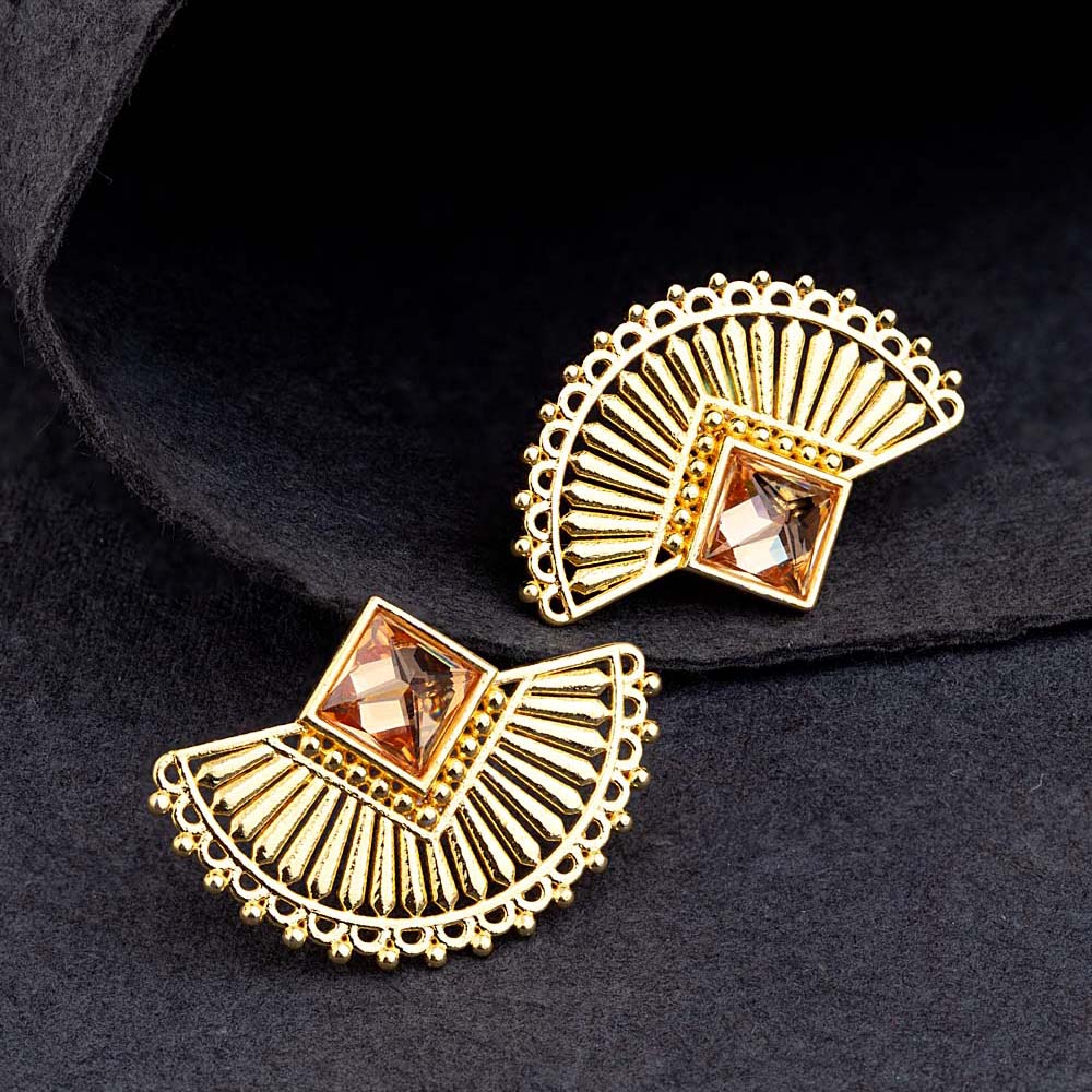 Golden Glitz Crescent Earrings