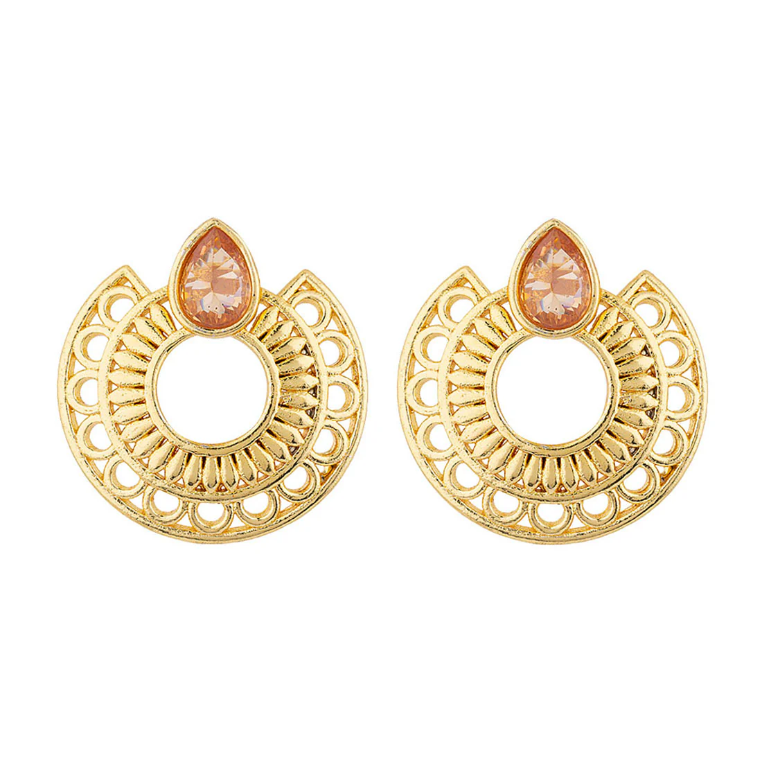 Golden Glitz Ethnic Hoop Earrings - Image 3