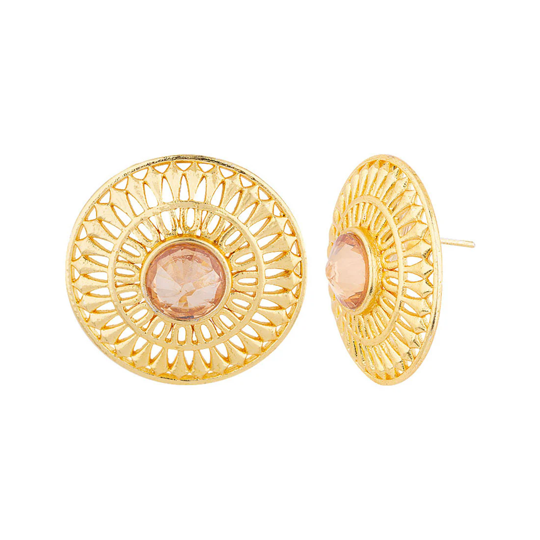 Golden Glitz Layered Circles Earrings - Image 4