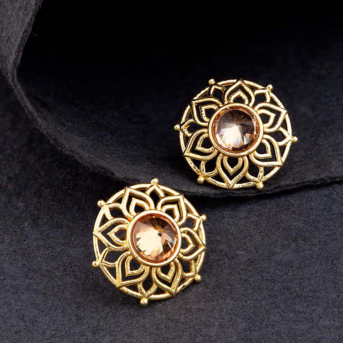 Golden Glitz Rangoli Inspired Earrings
