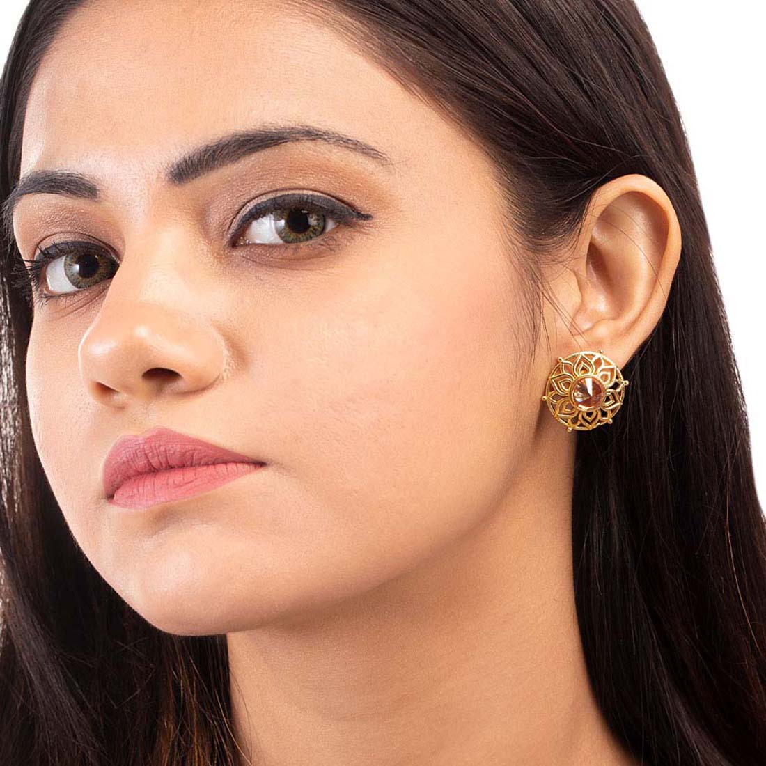 Golden Glitz Rangoli Inspired Earrings - Image 2