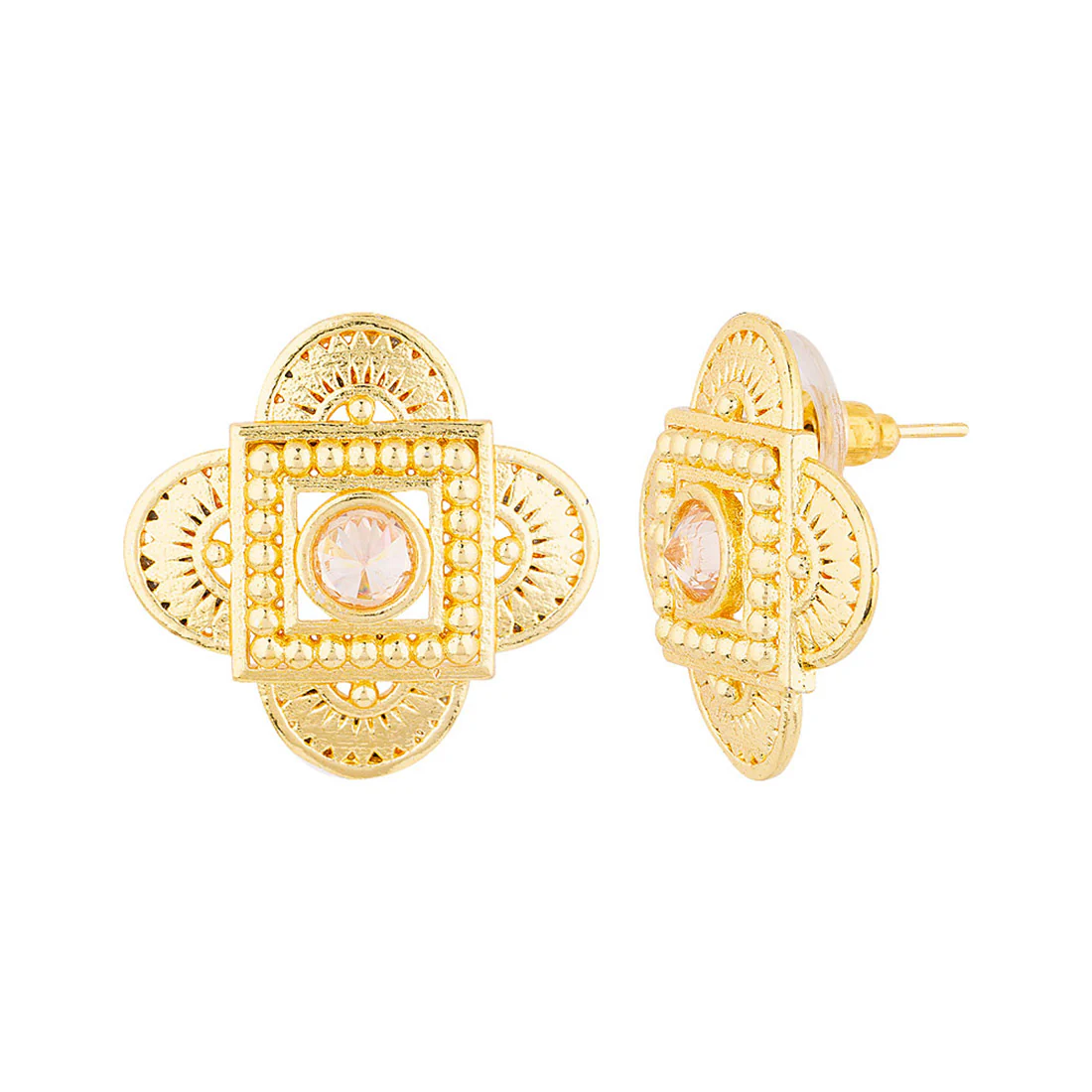 Golden Glitz Tribal Inspired Earrings - Image 4