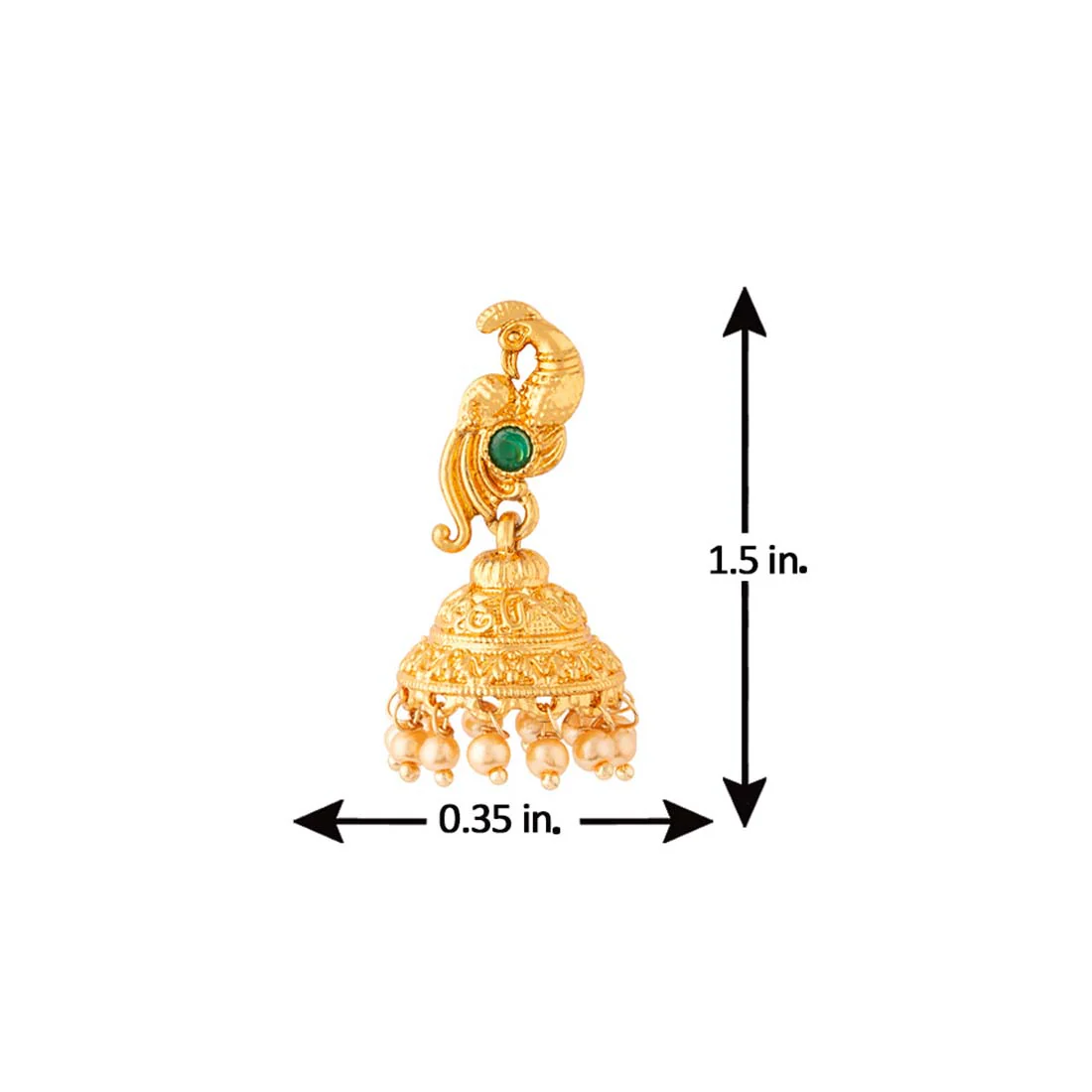 Golden Reprise Brass Jhumka Earrings - Image 5