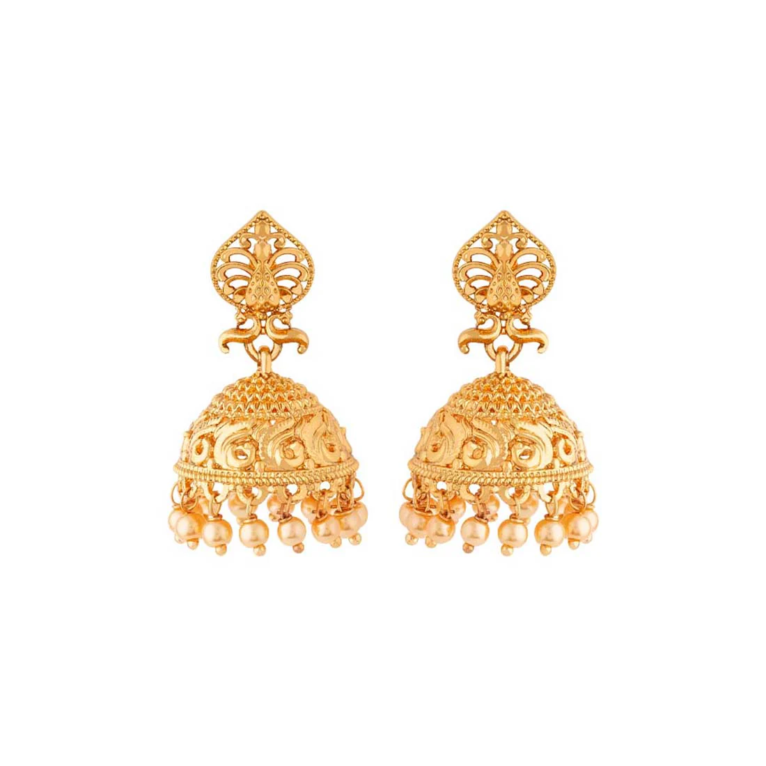Golden Reprise Faux Pearls Embellished Earrings - Image 3