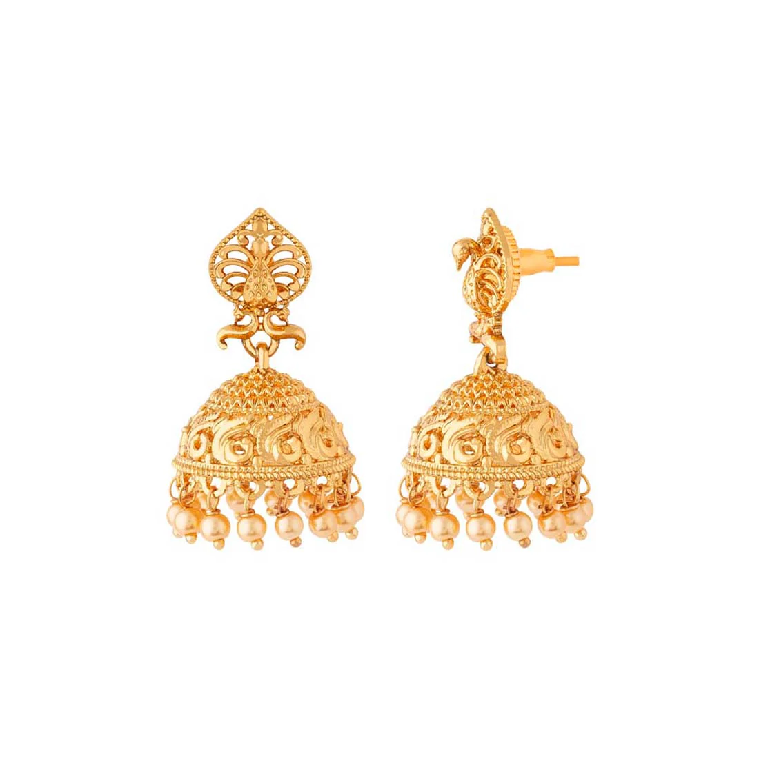 Golden Reprise Faux Pearls Embellished Earrings - Image 4