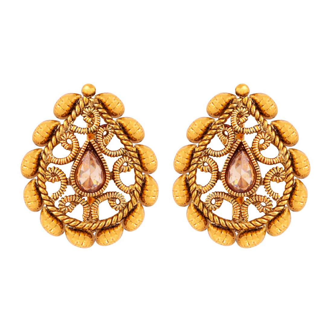 Golden Reprise Gemstones Embellished Earrings - Image 3