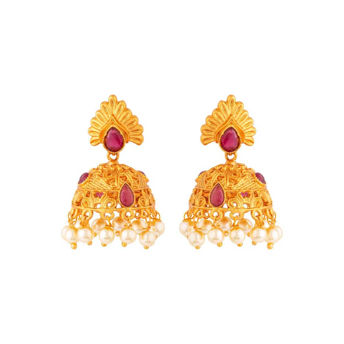 Golden Reprise Jhumka Drop Earrings - Image 3