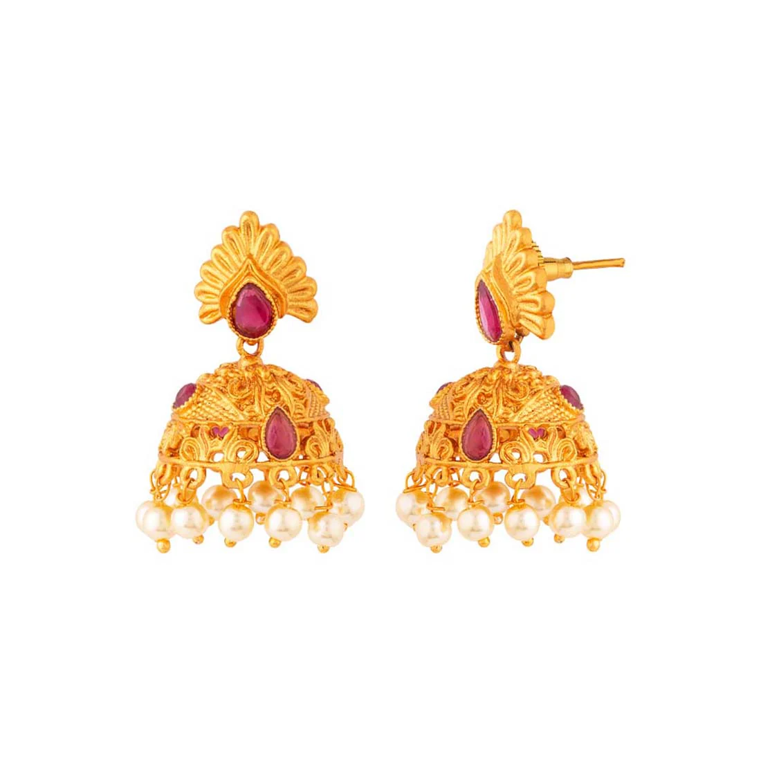 Golden Reprise Jhumka Drop Earrings - Image 4
