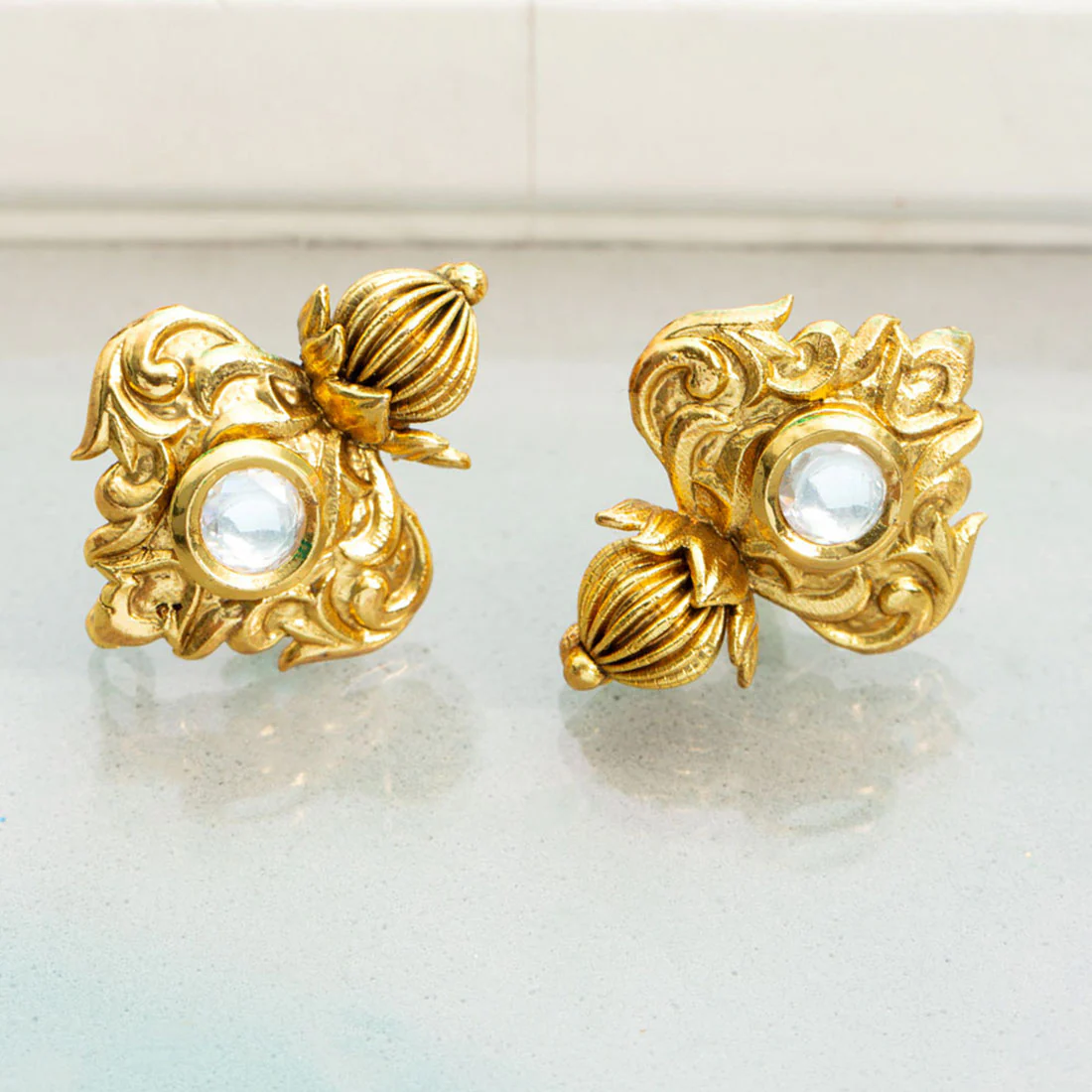 Golden Reprise Kalash Inspired Earrings