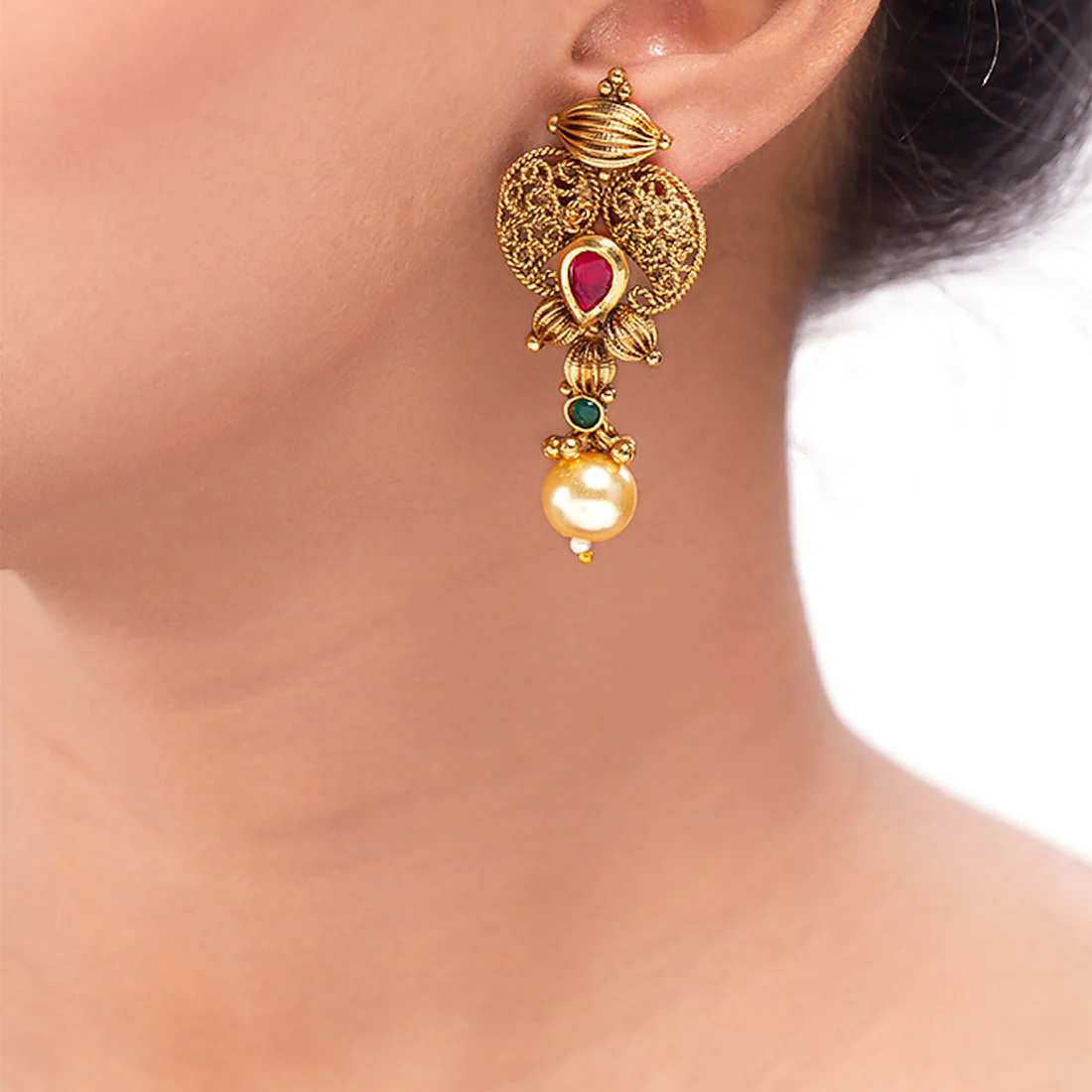 Golden Reprise Lightly Embellished Earrings - Image 2