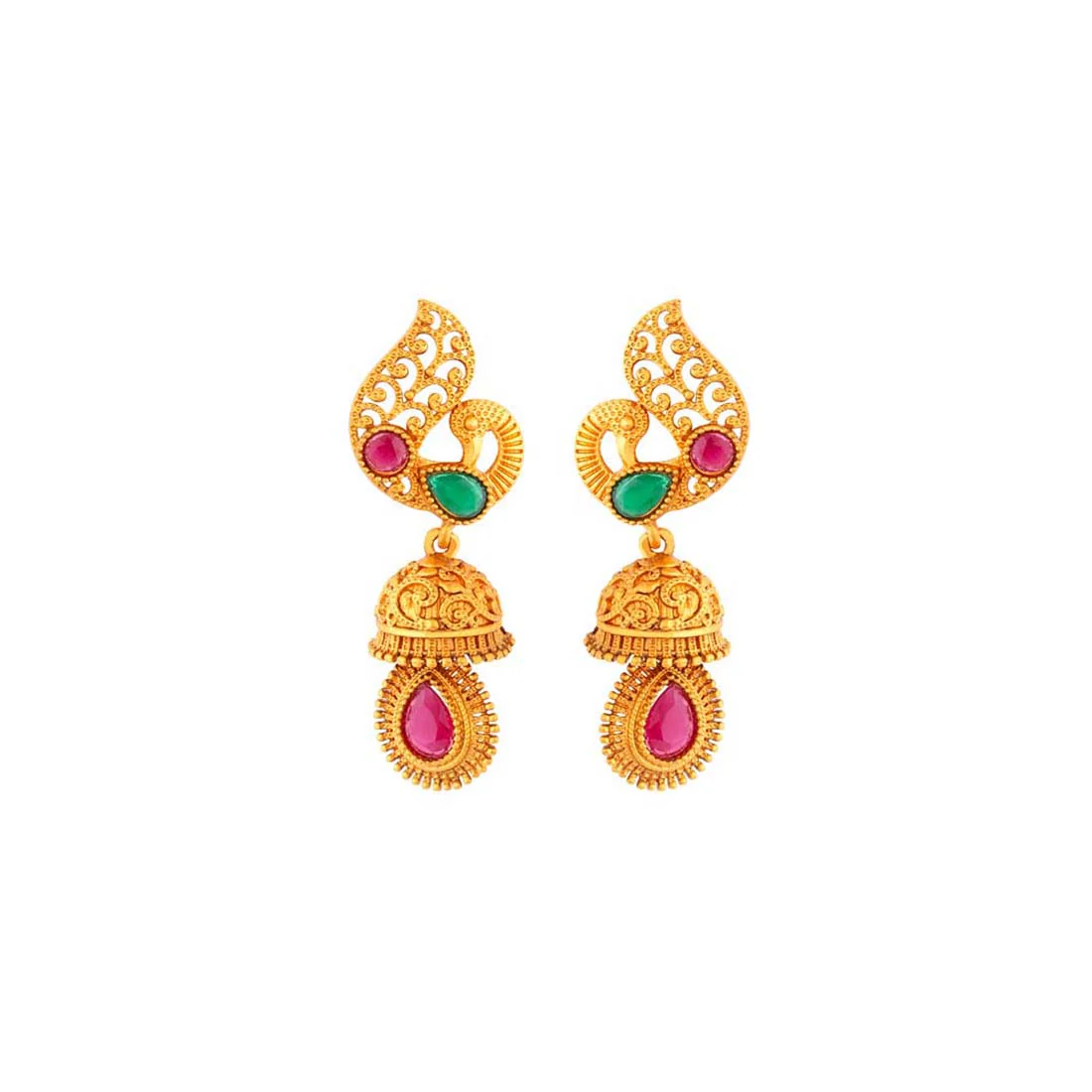 Golden Reprise Peacock Earrings - Image 3