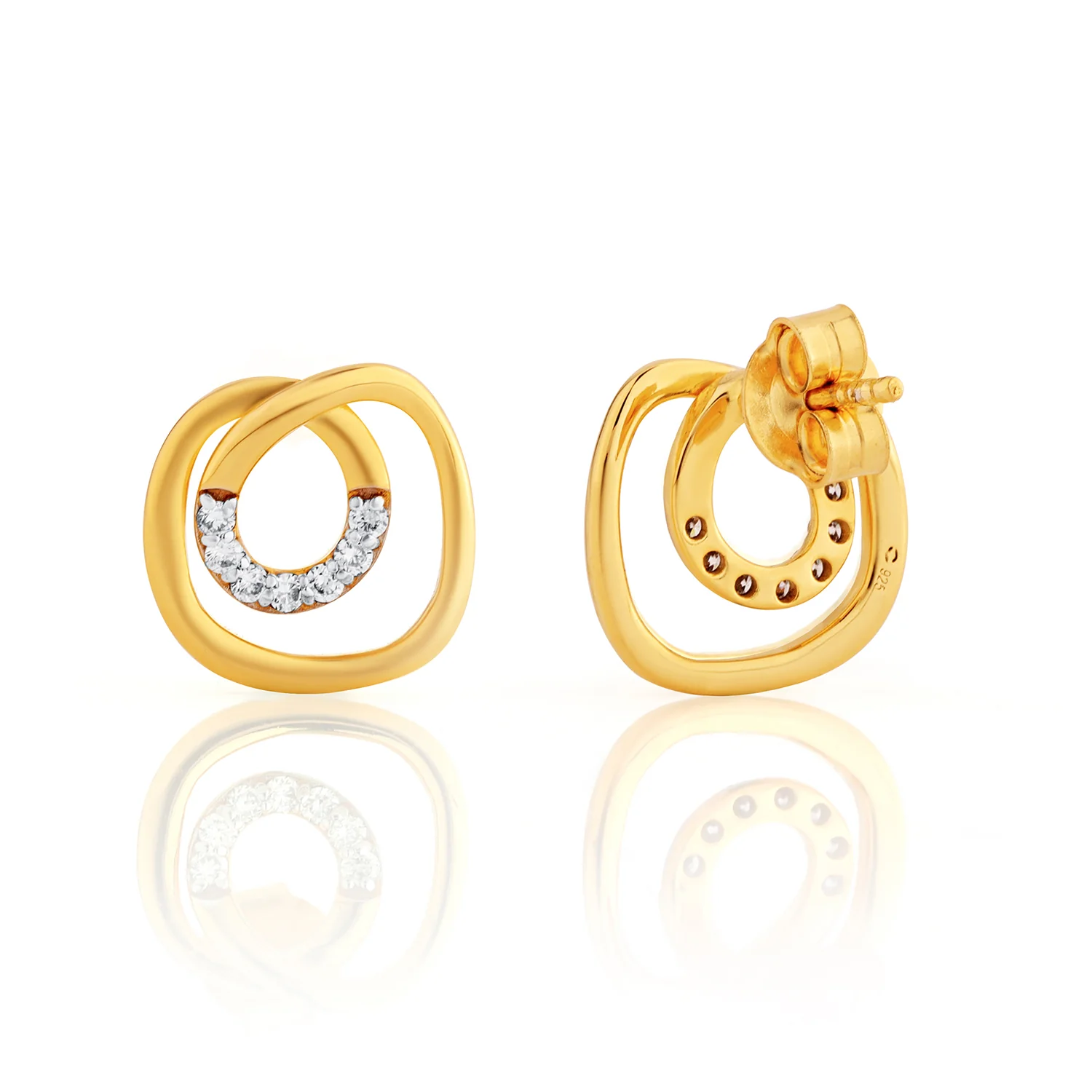 Golden Swirl Lab-Grown Diamond Stud Earrings - Image 3