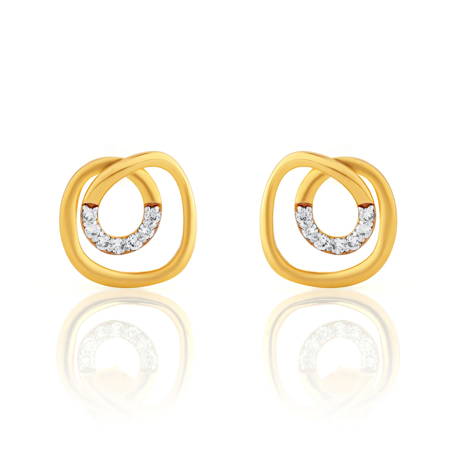 Golden Swirl Lab-Grown Diamond Stud Earrings - Image 4
