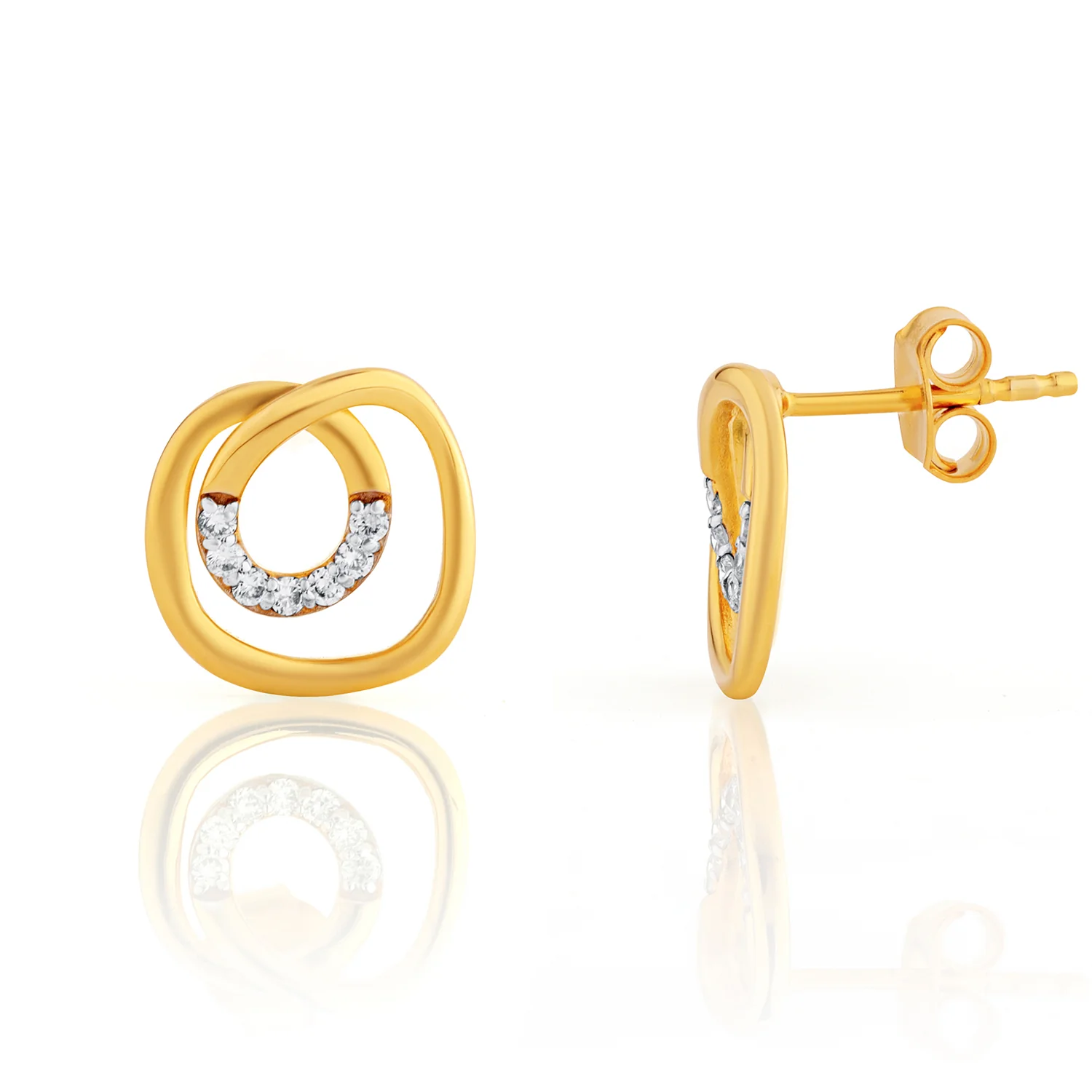 Golden Swirl Lab-Grown Diamond Stud Earrings - Image 5