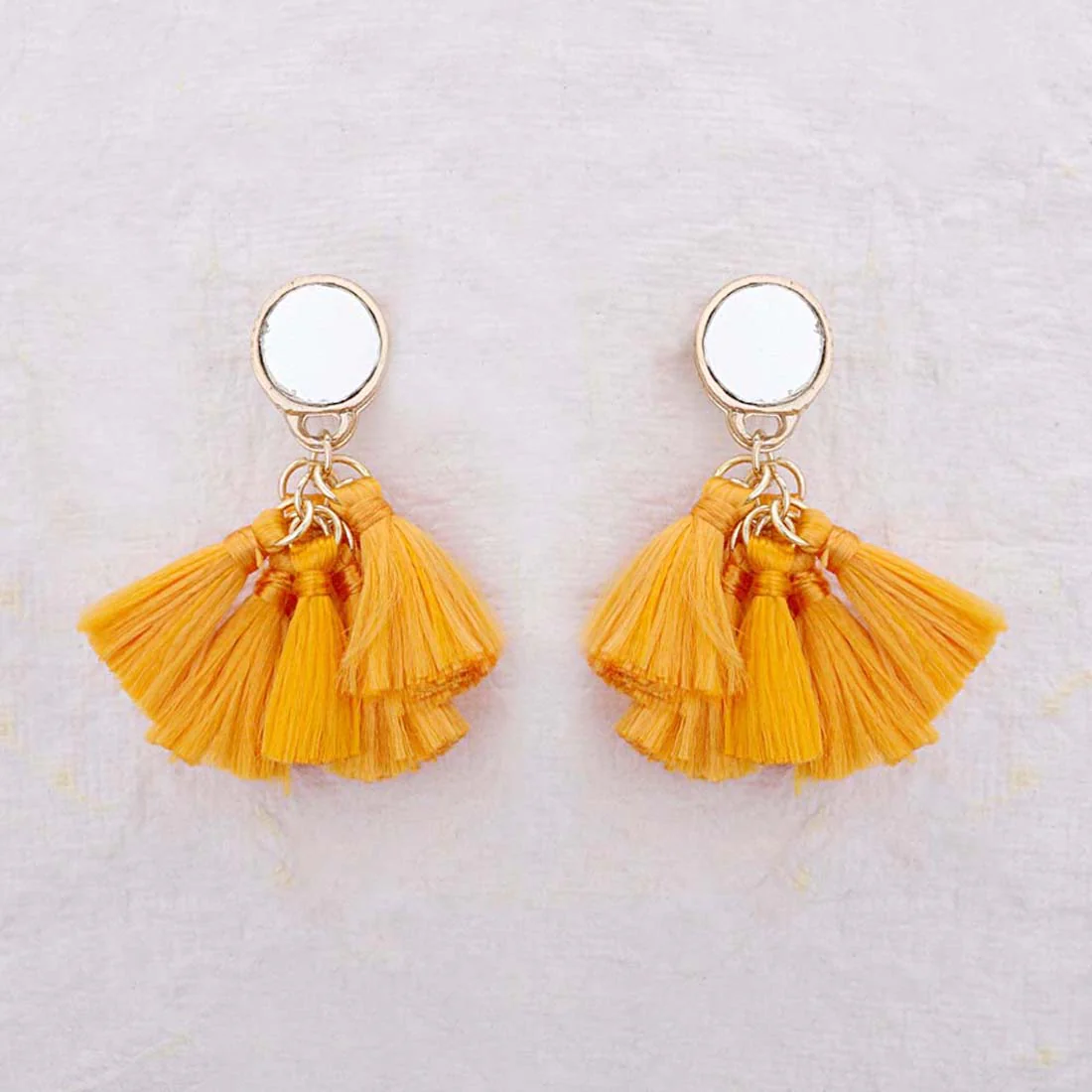 Gorgeous Earrings with Orange Tassels