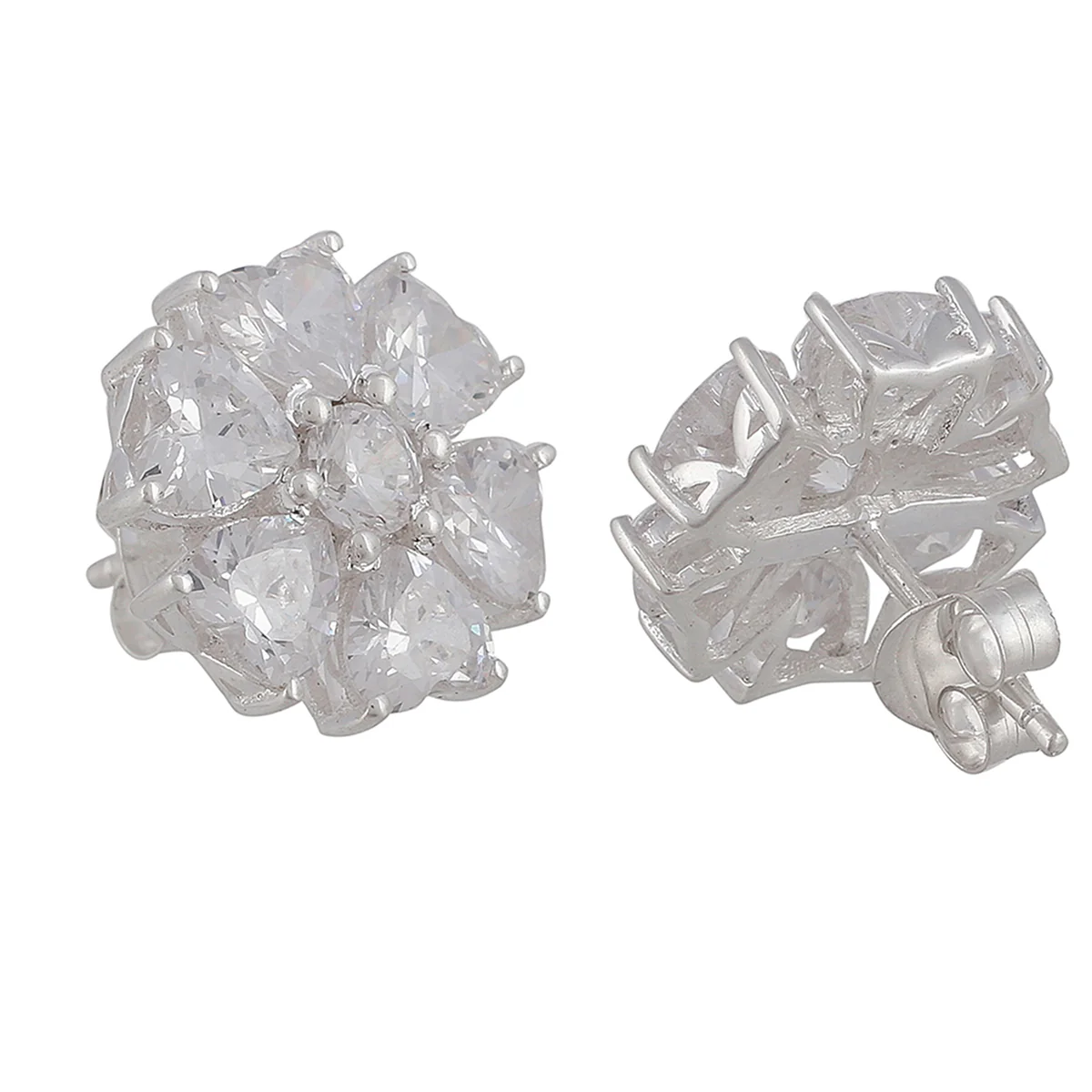 Gorgeous Floral 925 Sterling Silver Pearl Studs - Image 4