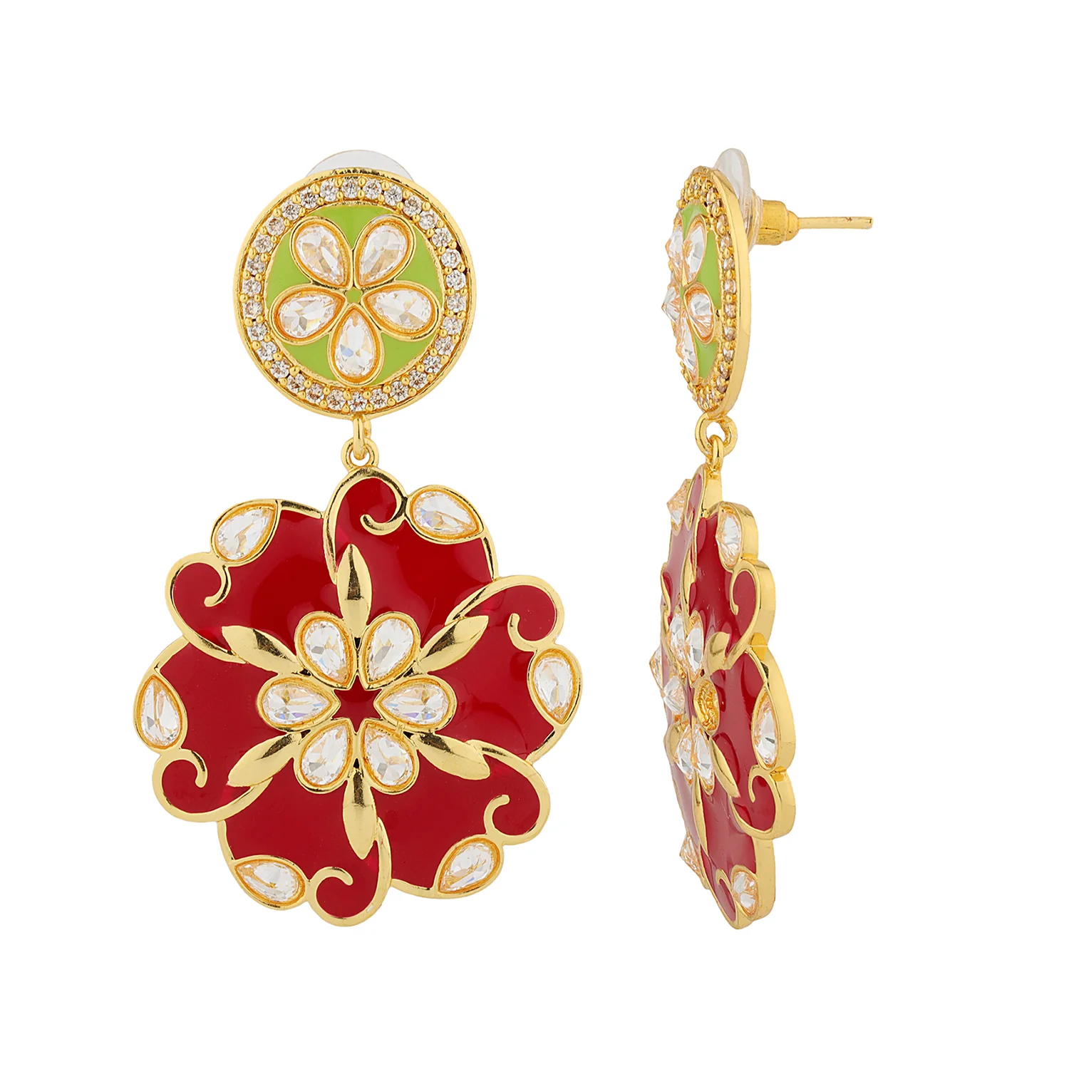 Gota Patti Gulphool Earrings - Image 3