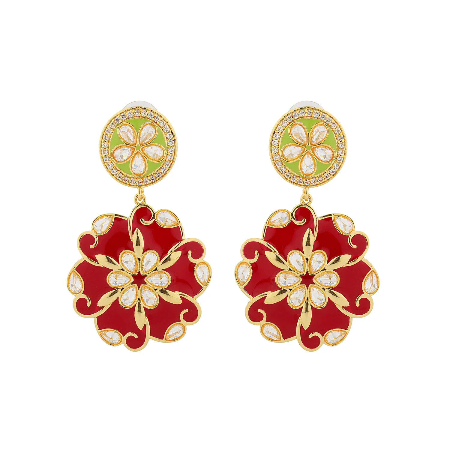 Gota Patti Gulphool Earrings - Image 4