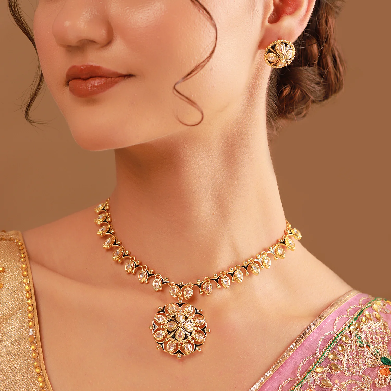 Gota Patti Mandala Haar Necklace Set