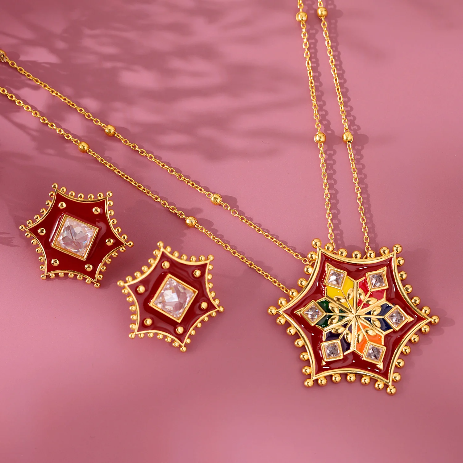 Gota Patti Meena Sitara Necklace Set - Image 2