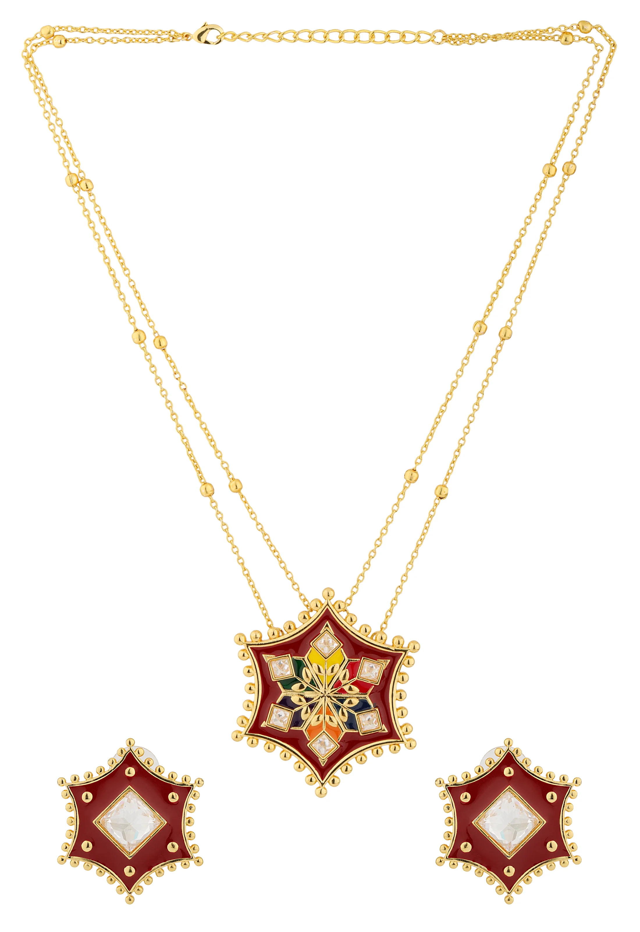 Gota Patti Meena Sitara Necklace Set - Image 6