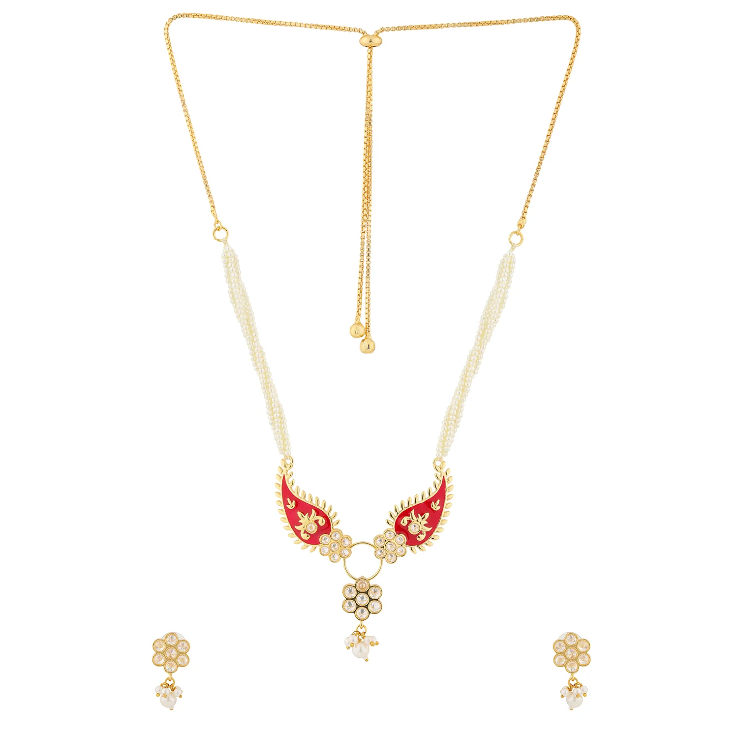 Gota Patti Phoolmoti Haar Necklace  Set - Image 6