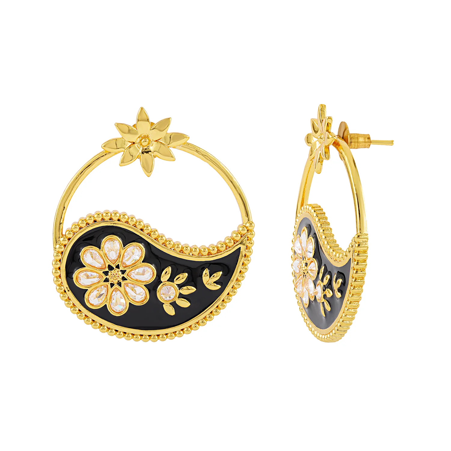 Gota Patti Phoolra Ambi Earrings - Image 3