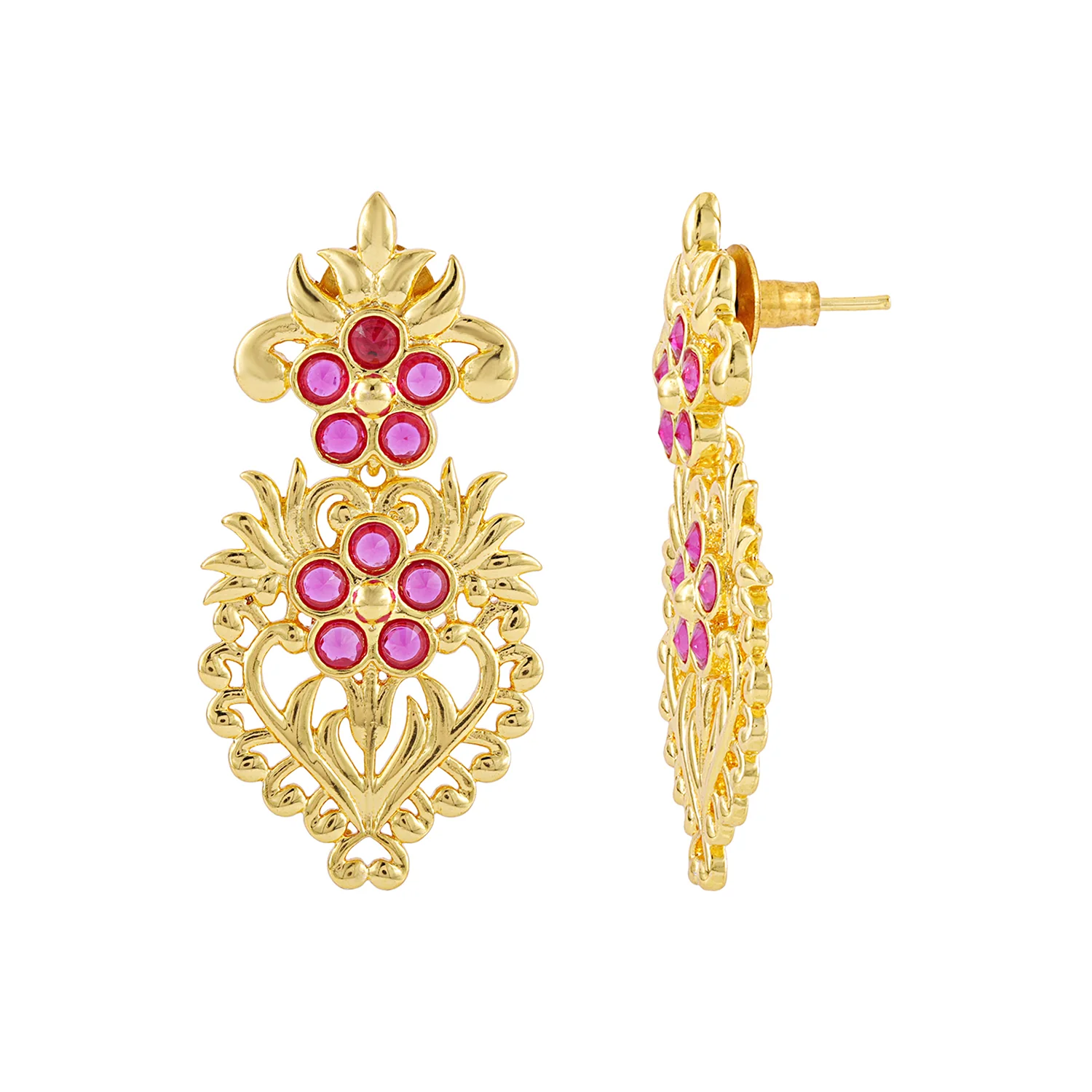 Gota Patti Phoolra Zari Earrings - Image 3