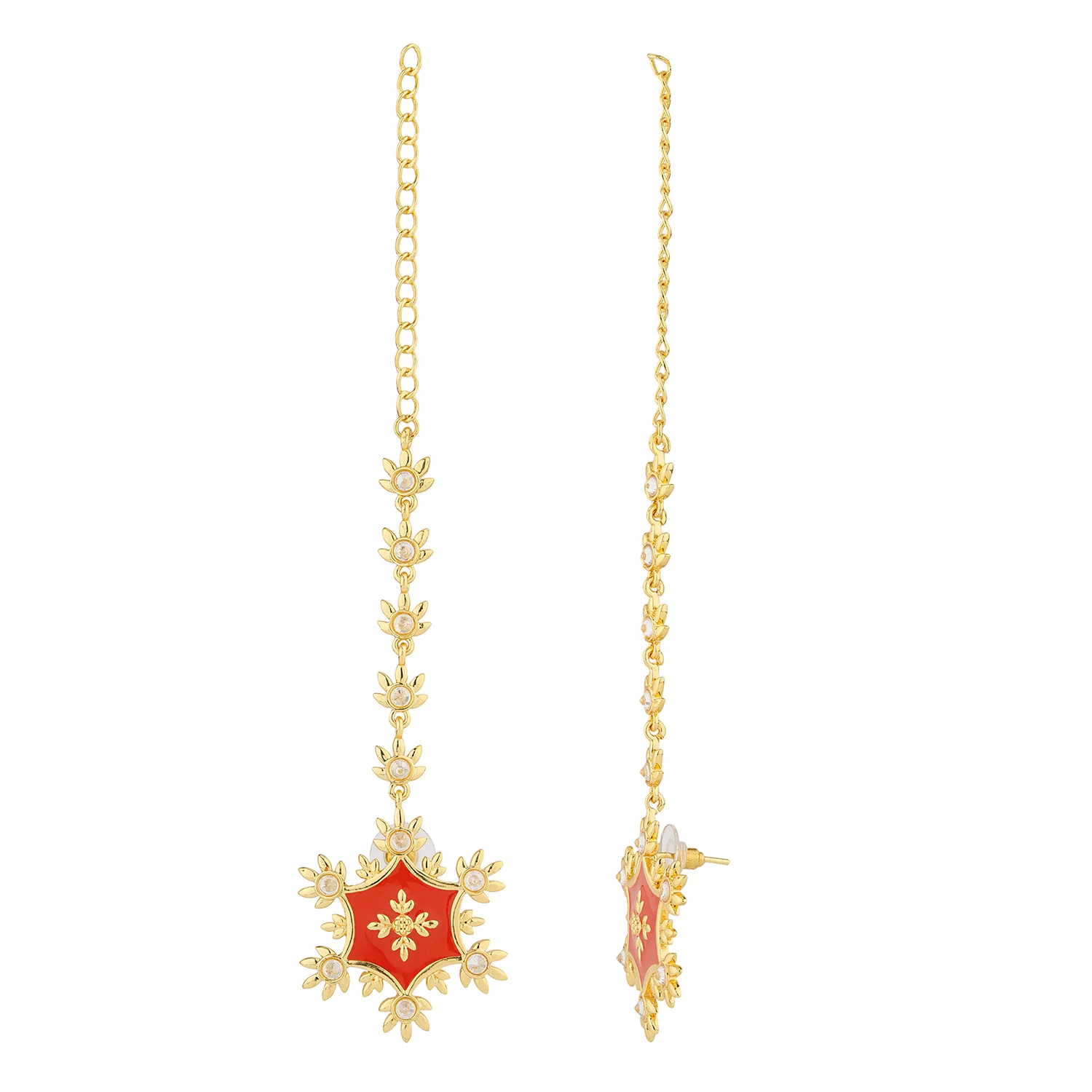 Gota Patti Rajwada Surya Earrings - Image 3